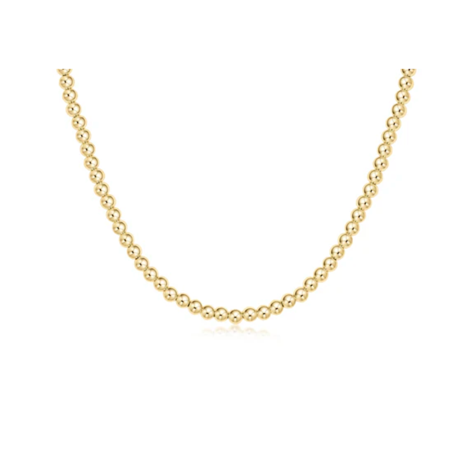 15" Choker Classic Gold 4mm Bead Necklace (N15CLG4)