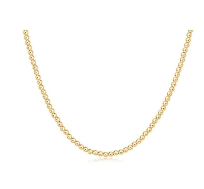 15" Choker Classic Gold 3mm Bead Necklace (N15CLG3)