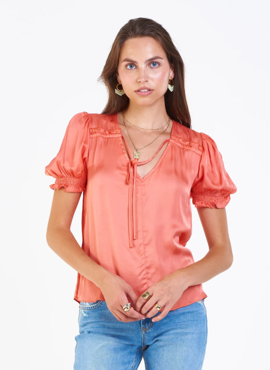 Eva Coral Silky Top | Dear John