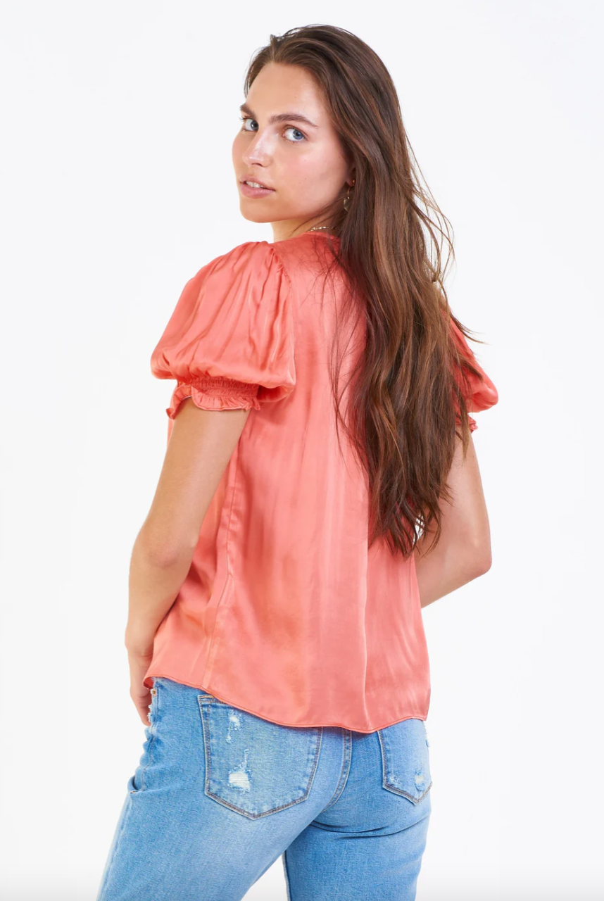 Eva Coral Silky Top | Dear John