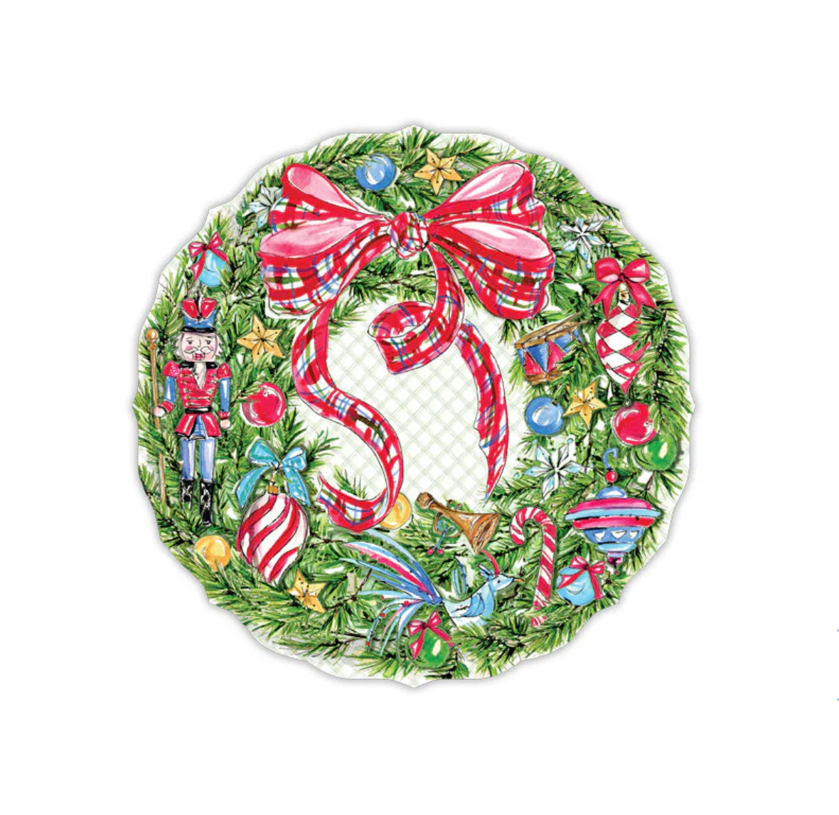 Christmas Wreath with Plaid Bow Placemat