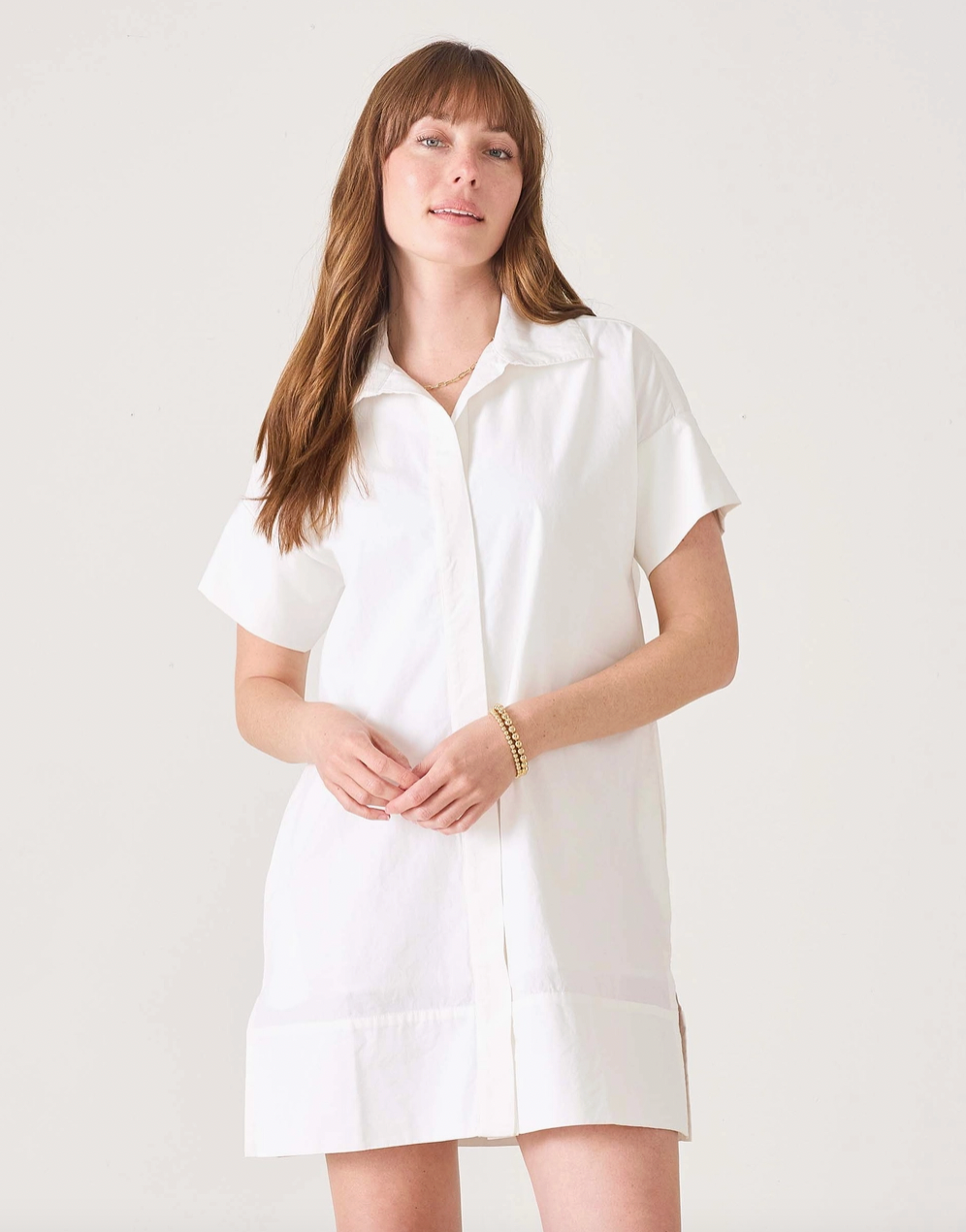 White Wide Hem Shirt Dress