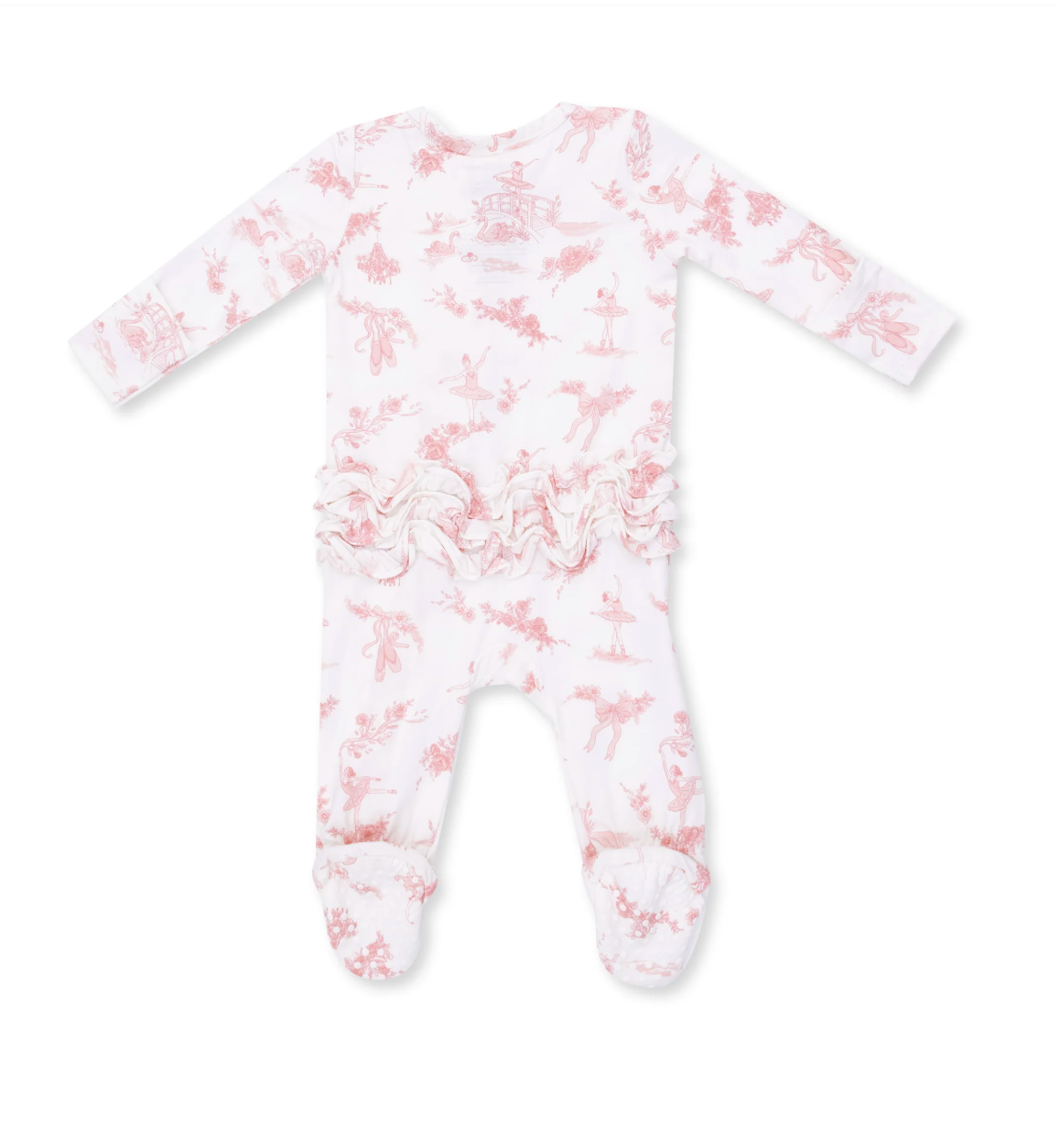 Ballet Toile Ruffle Zipper Footie