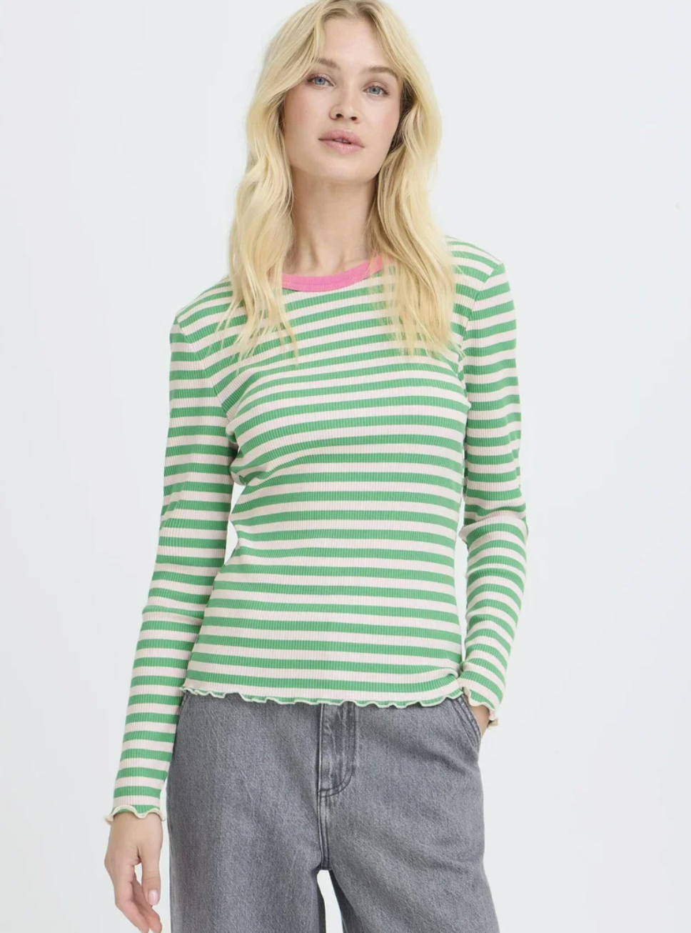 Green Stripe Rib Tee