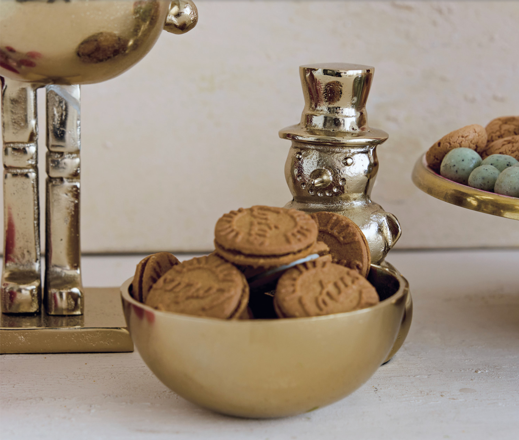 Gold Snowman Holding Bowl