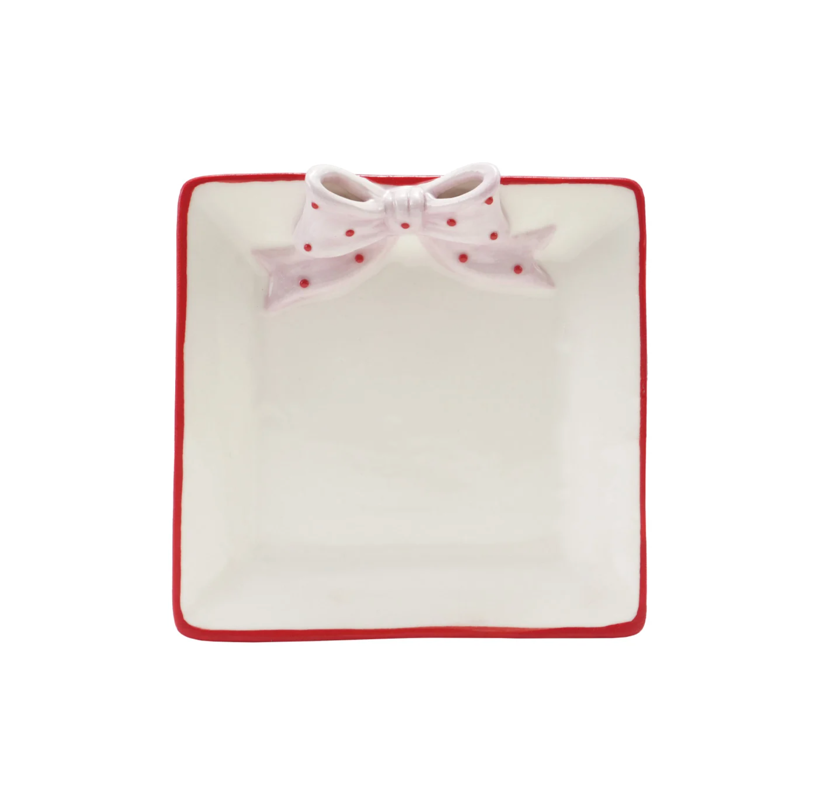 Polka Dot Bow Stoneware Dish