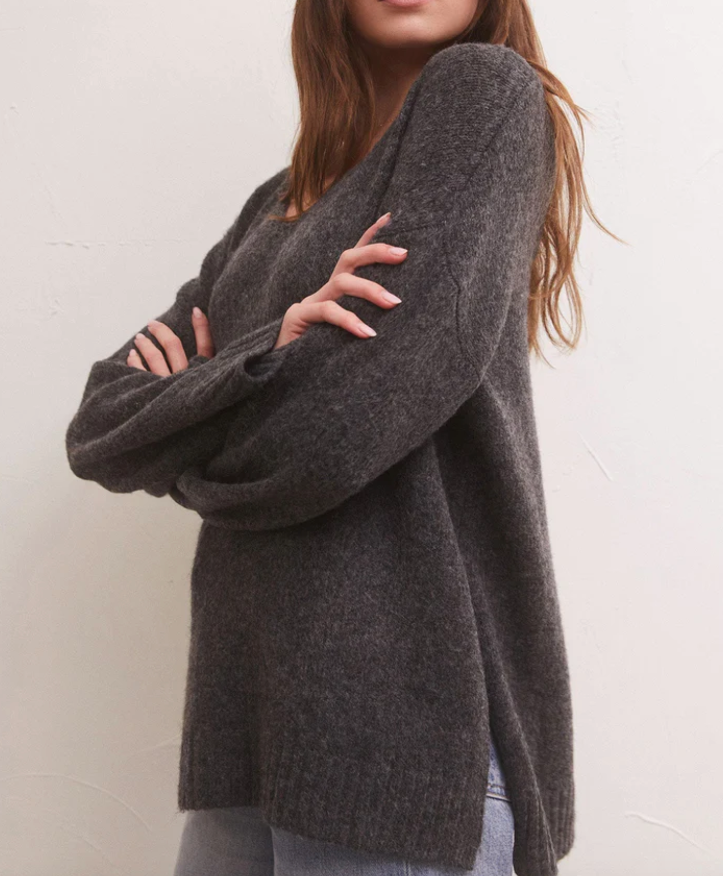 Modern V-Neck Sweater, Charcoal Heather | Z Supply