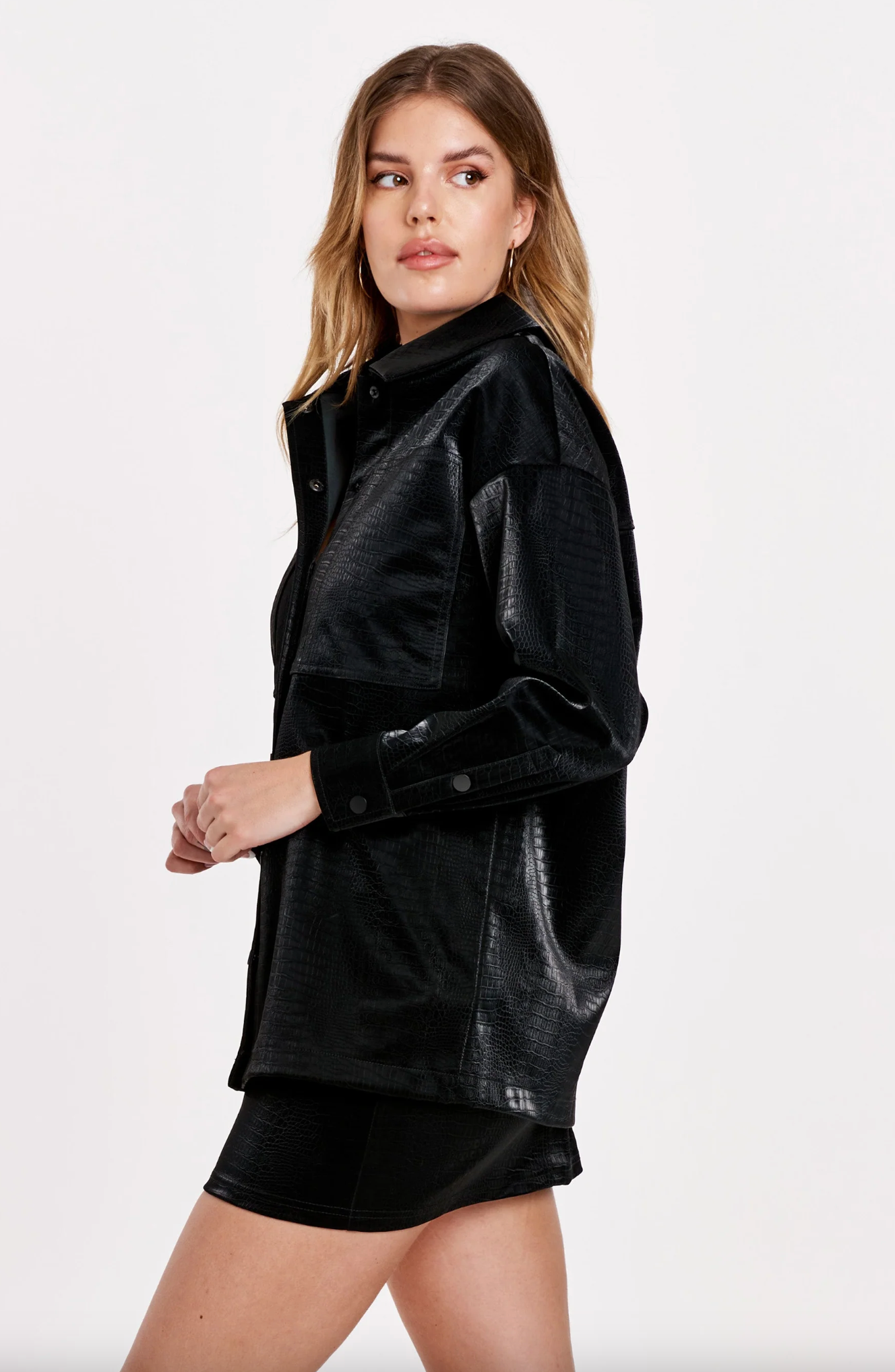 YARA SHIRT JACKET BLACK EMBOSSED