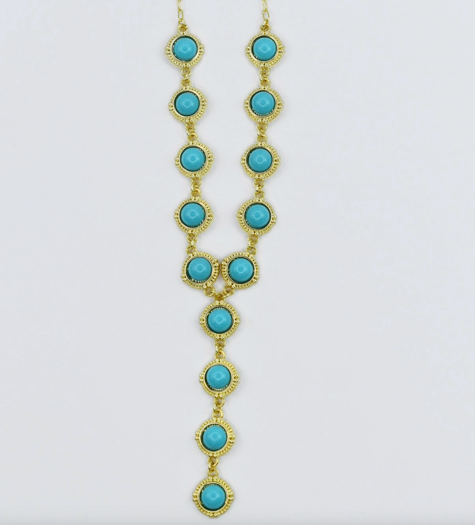 Turquoise Cascade Gold Necklace