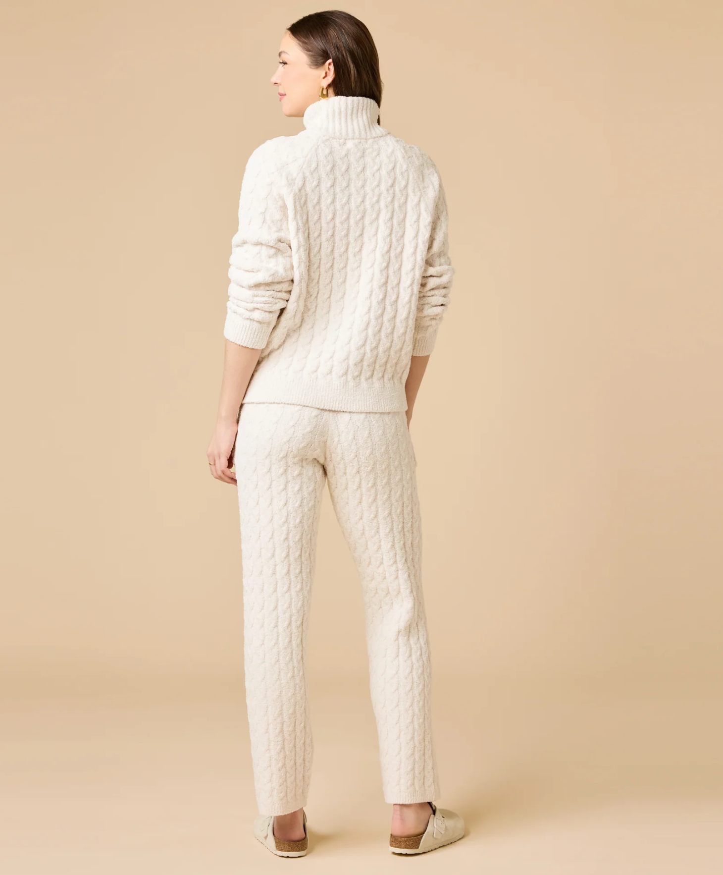 Cable Knit Marshmallow Half Zip Set
