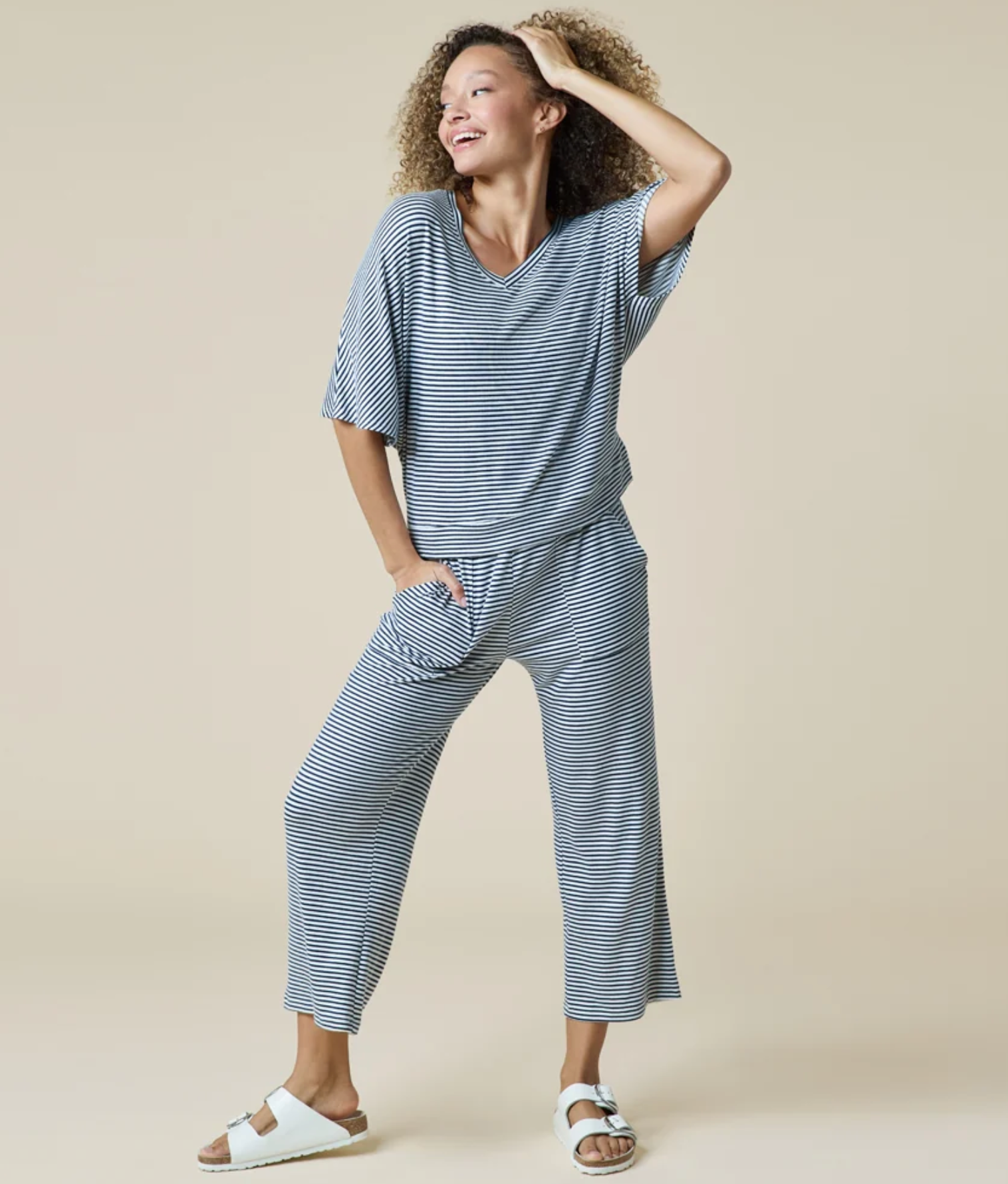 Midnight Stripe Dream Capri Set