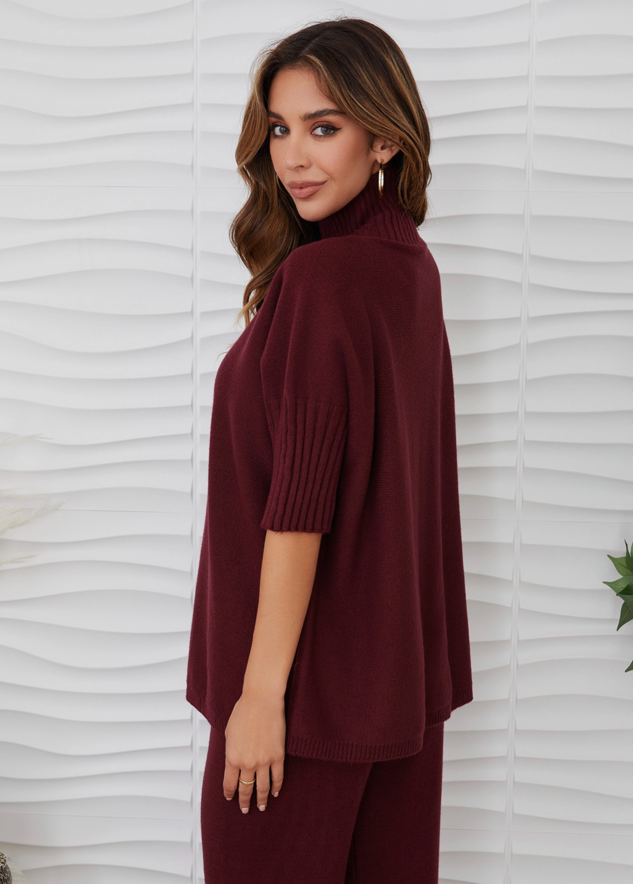 Wine Ribbed Sweater