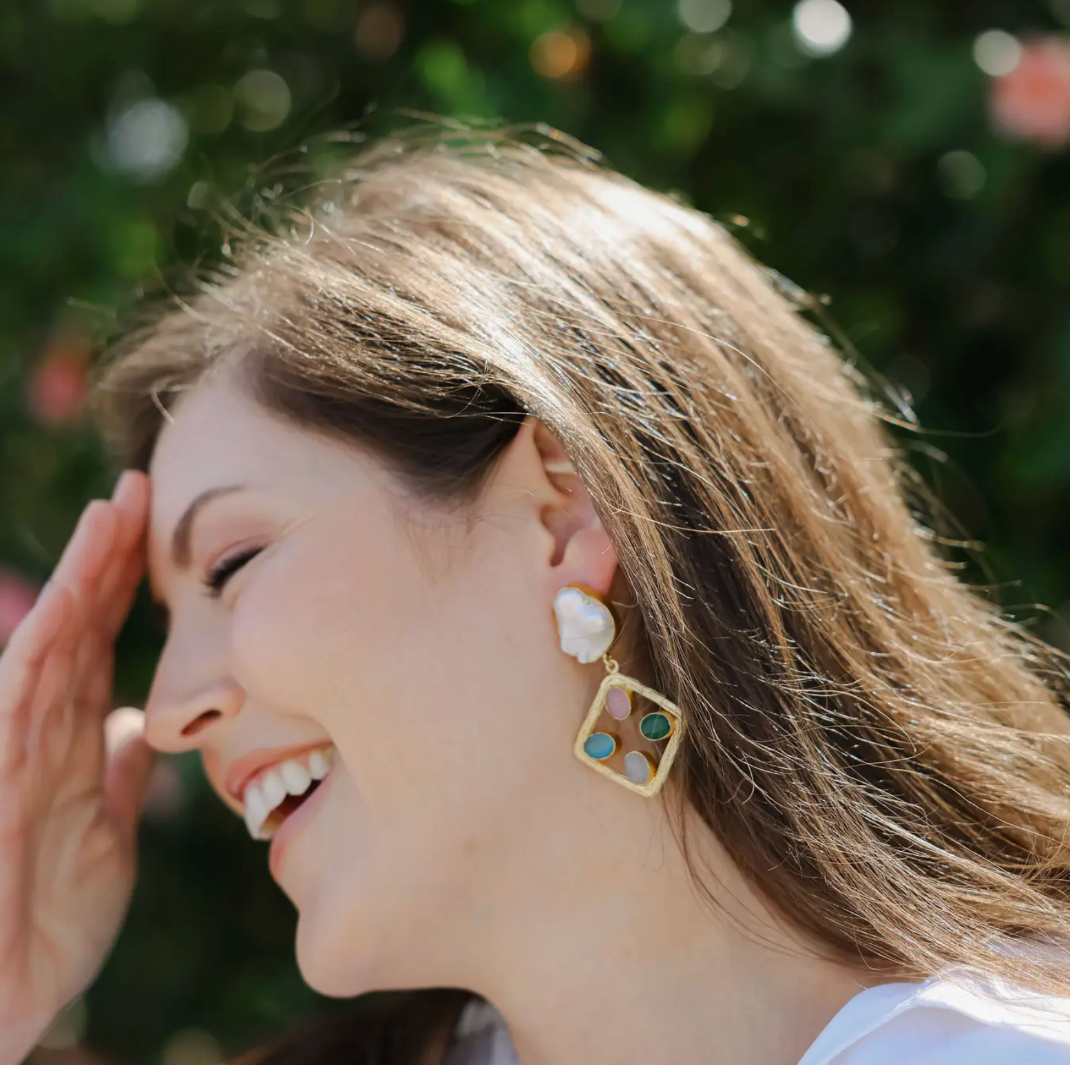 Blair Gemstone + Pearl Earrings