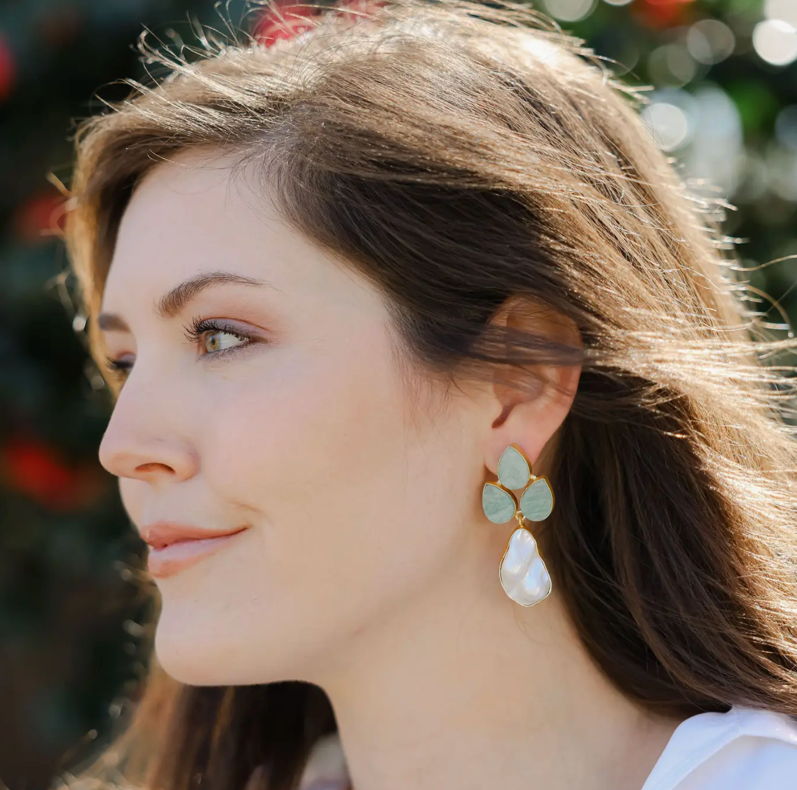 Vanessa Gemstone + Pearl Earrings