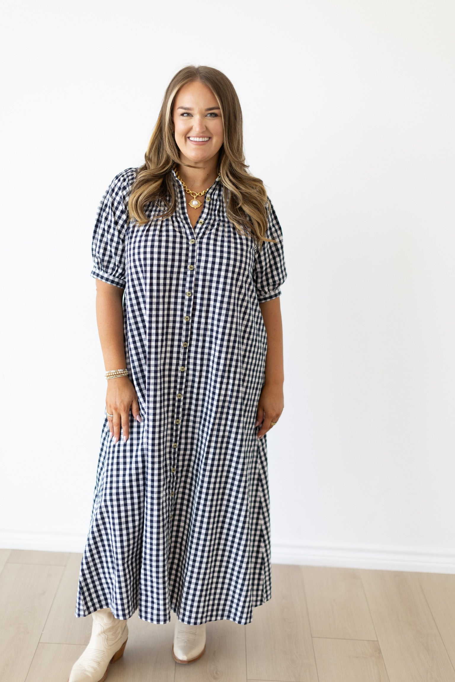 Navy Gingham Oasis Dress