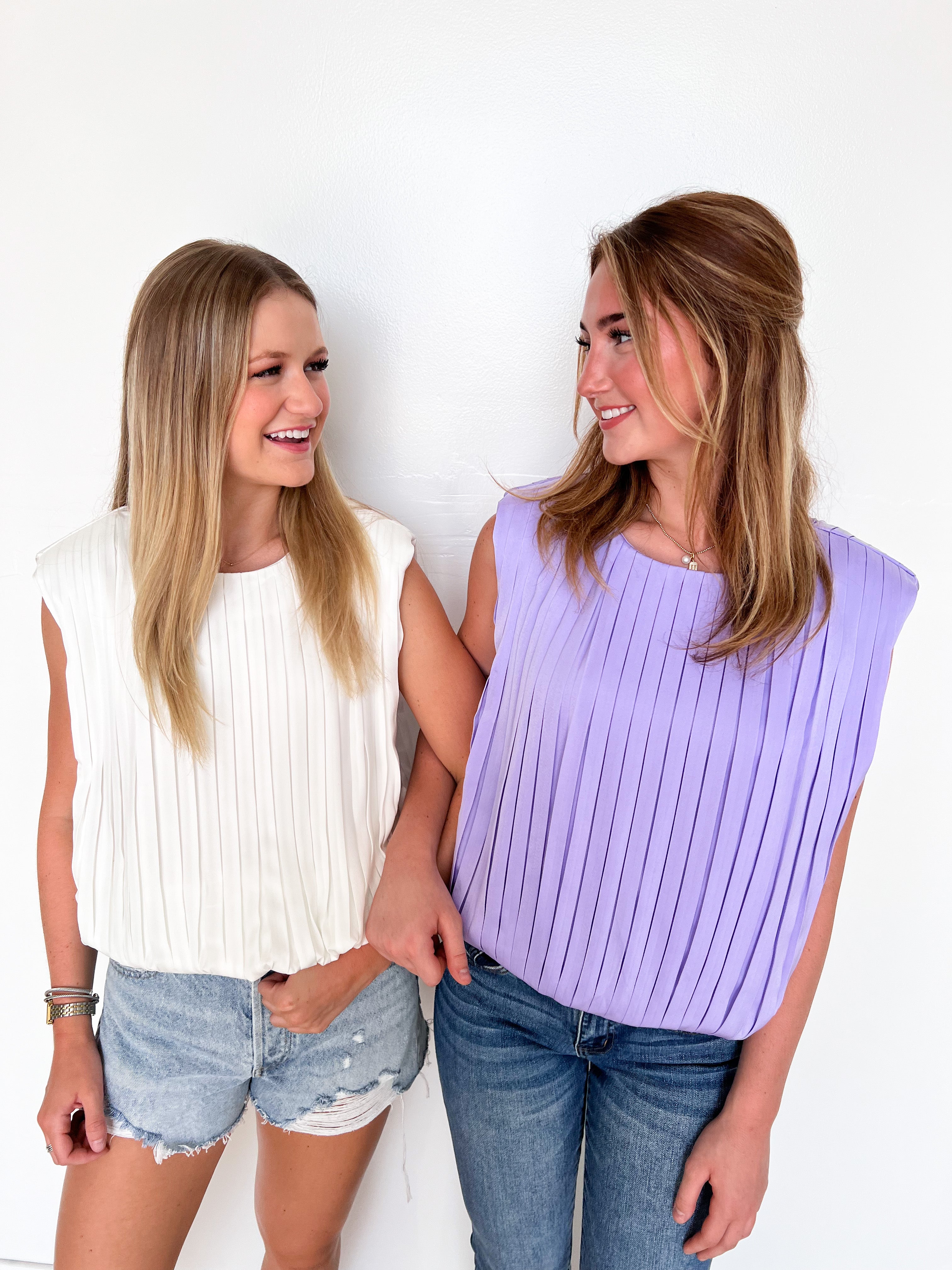 Lilac Pleated Tank