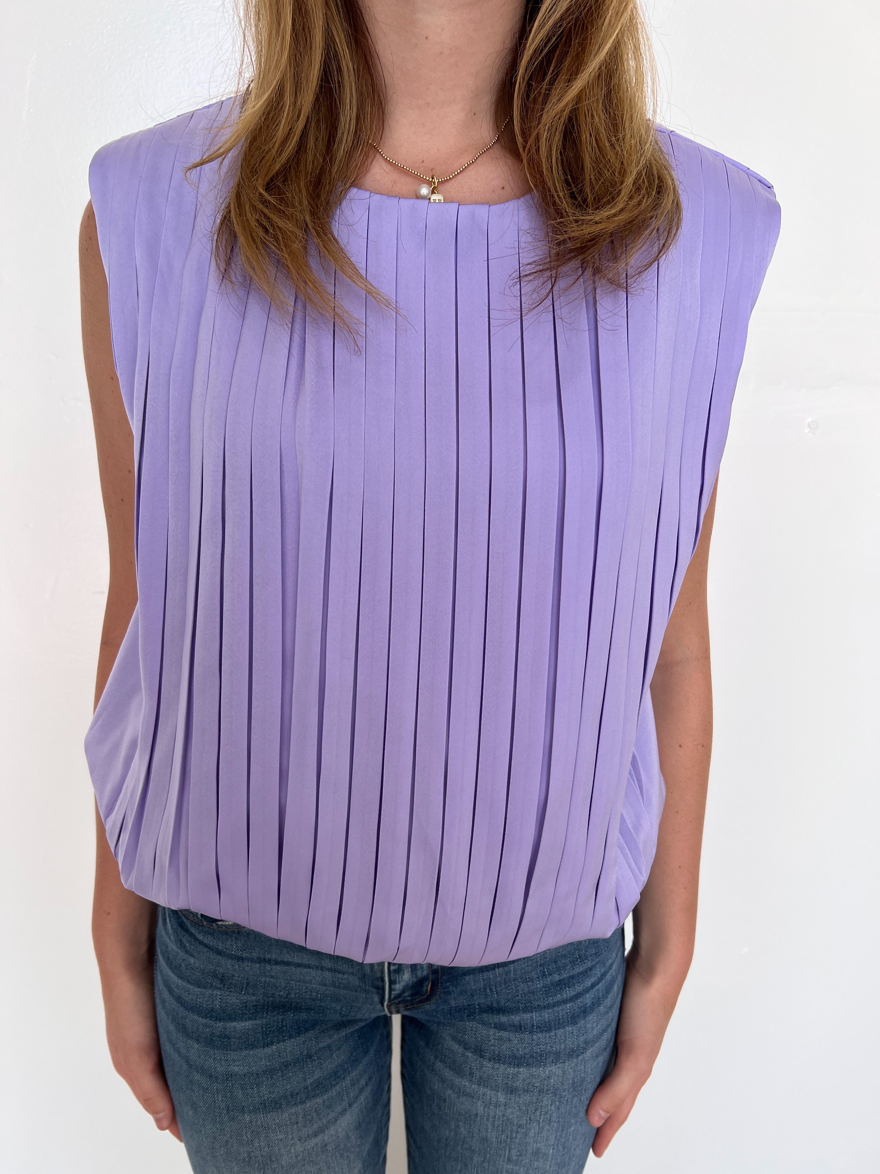 Lilac Pleated Tank