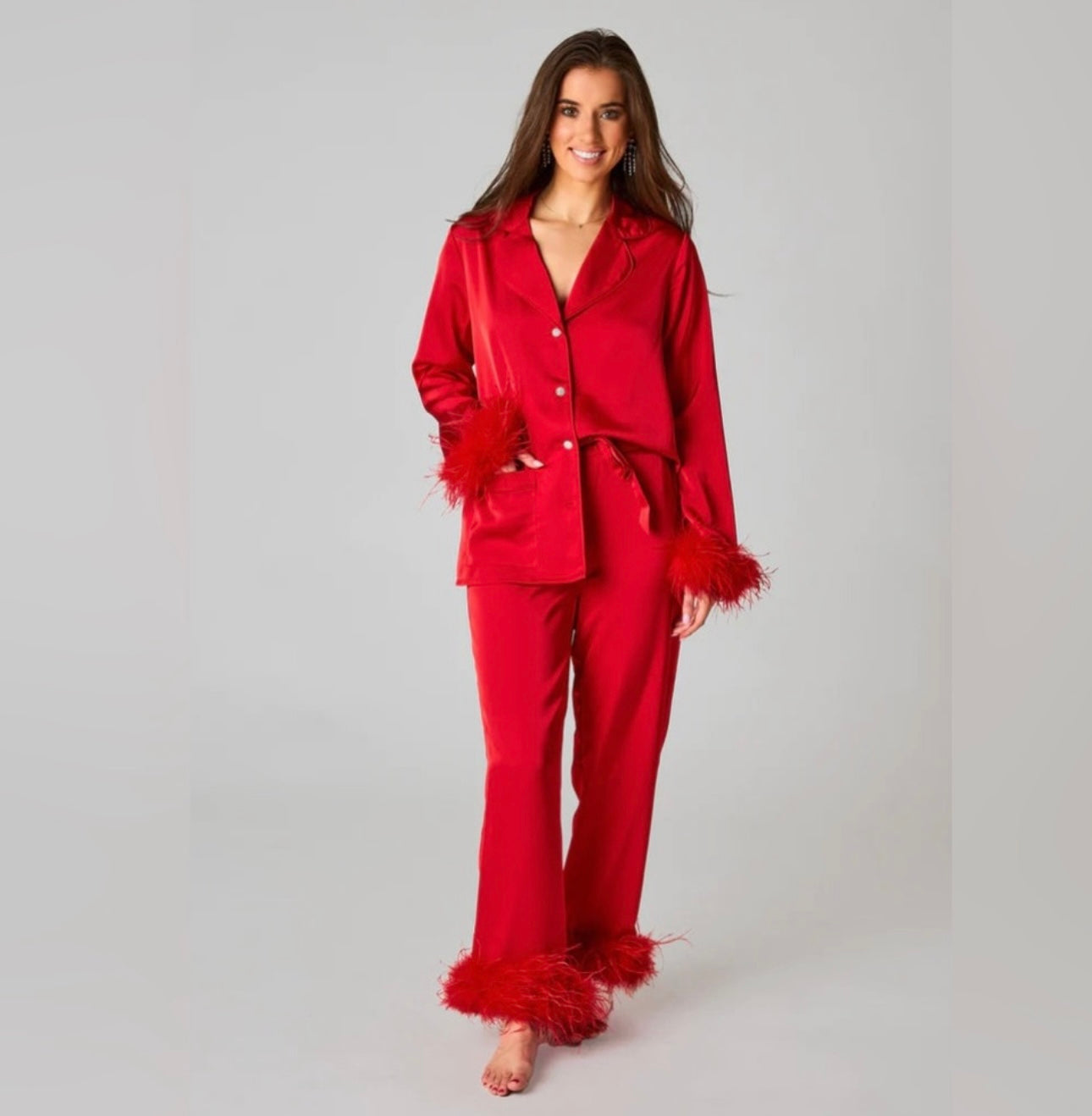 Buddy Love Red Feathers PJ Set