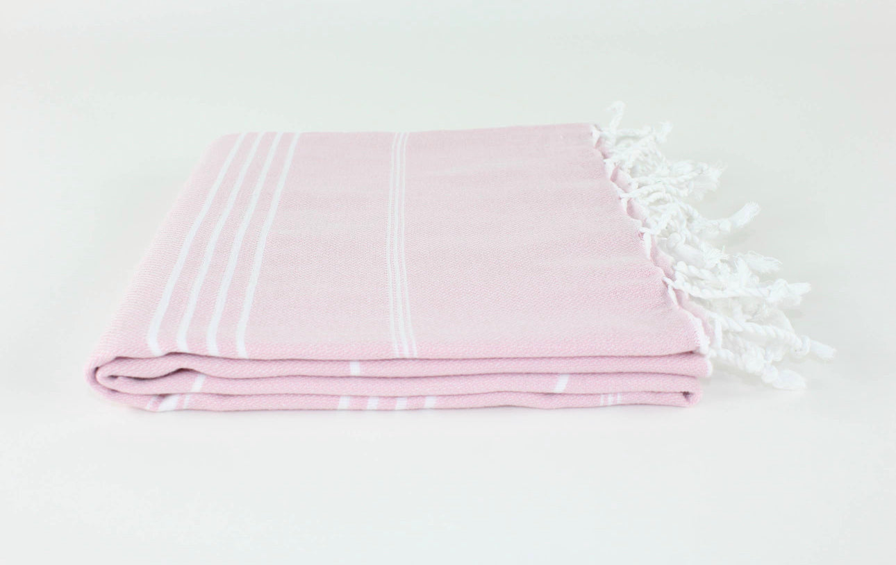 Turkish Striped Peshtemal Towel, Dusty Pink