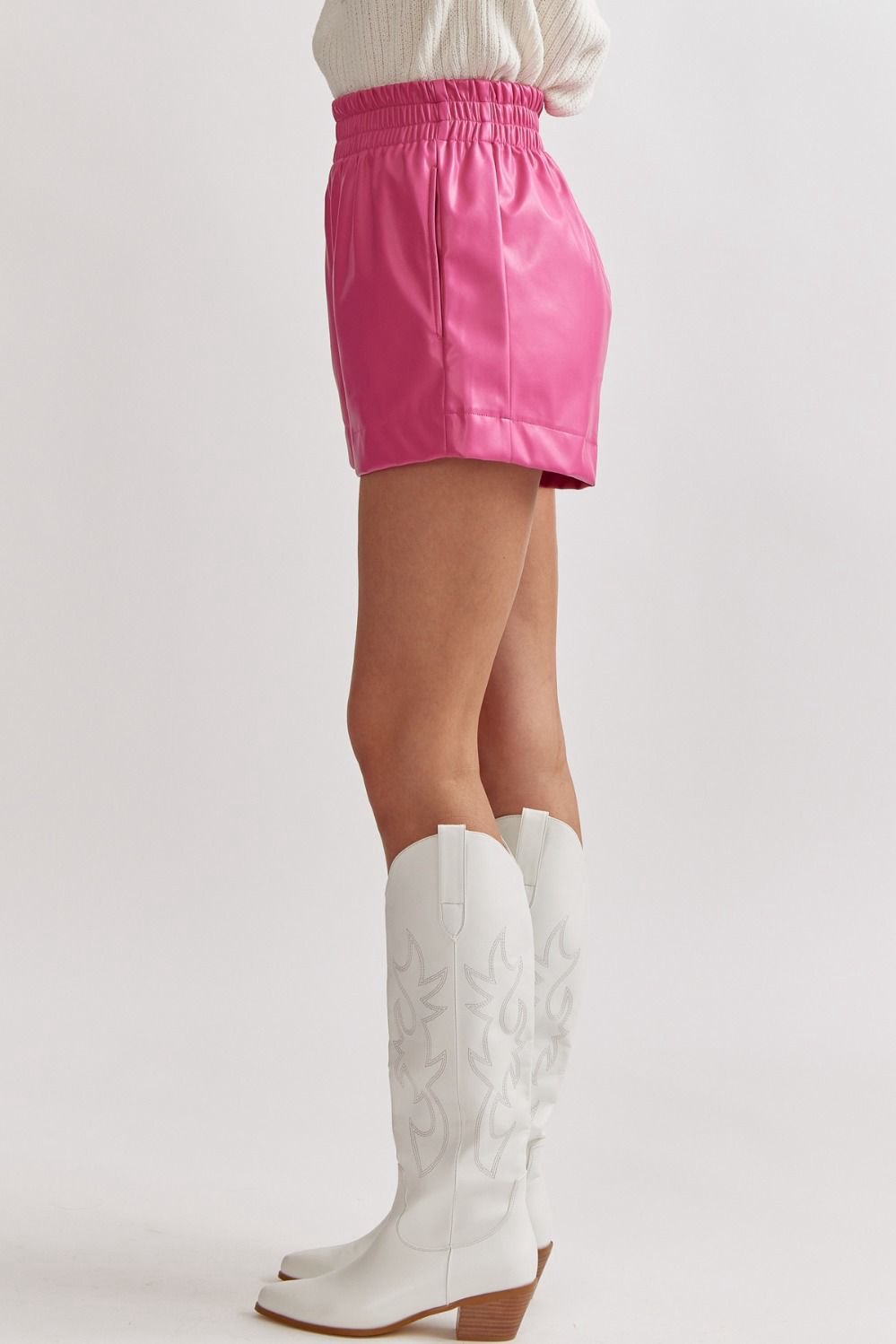 Hot Pink Faux Leather Short