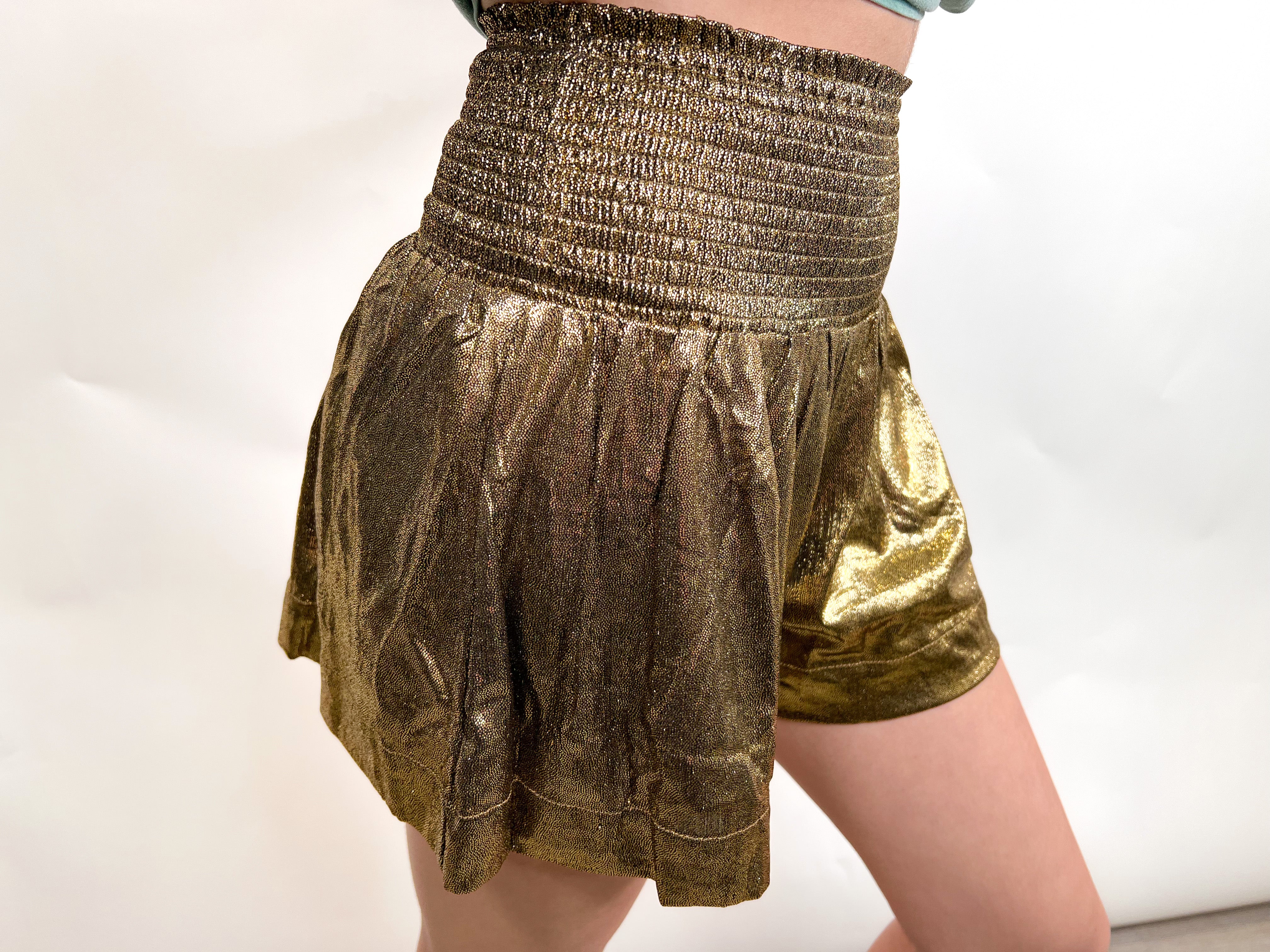 Gold Sparkly Swing Shorts