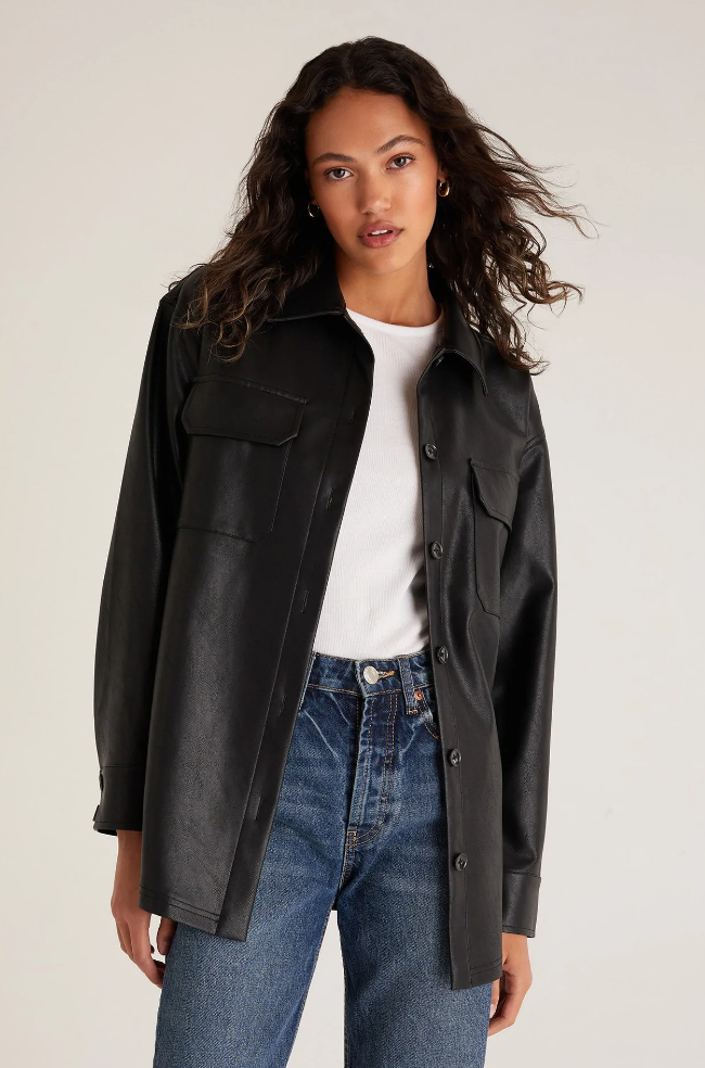 Faux Leather Shacket